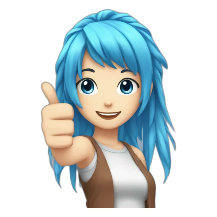 anime girl thumb up blue hair sticker