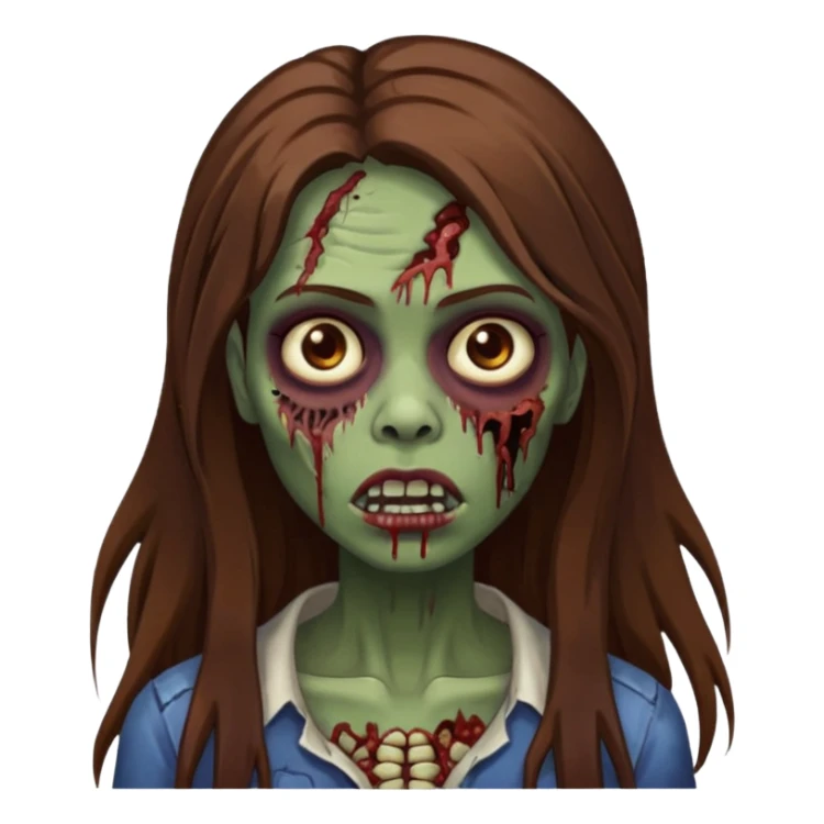 Long hair Brown zumbi famele sticker