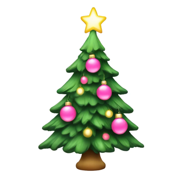 pretty green christmas tree with pink lights sticker