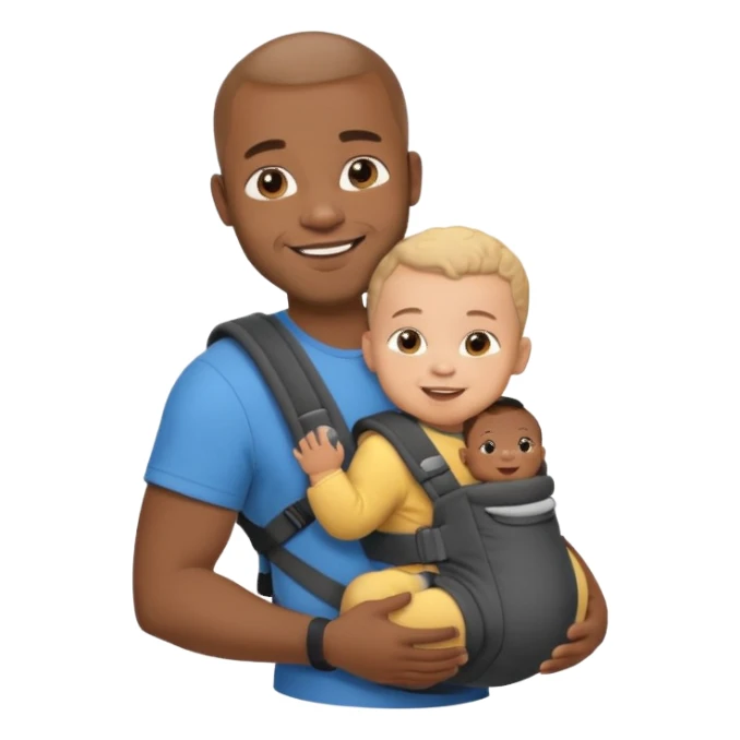 Black dad with mixed raced baby in carrier sticker