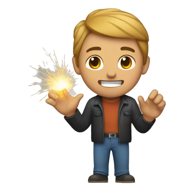 A man with sparks in his hand sticker