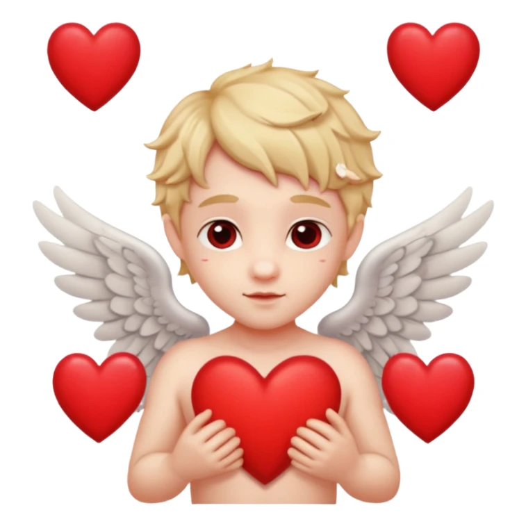 Cupido rodeado de corazones  mostrando sus alas y su arco   sticker