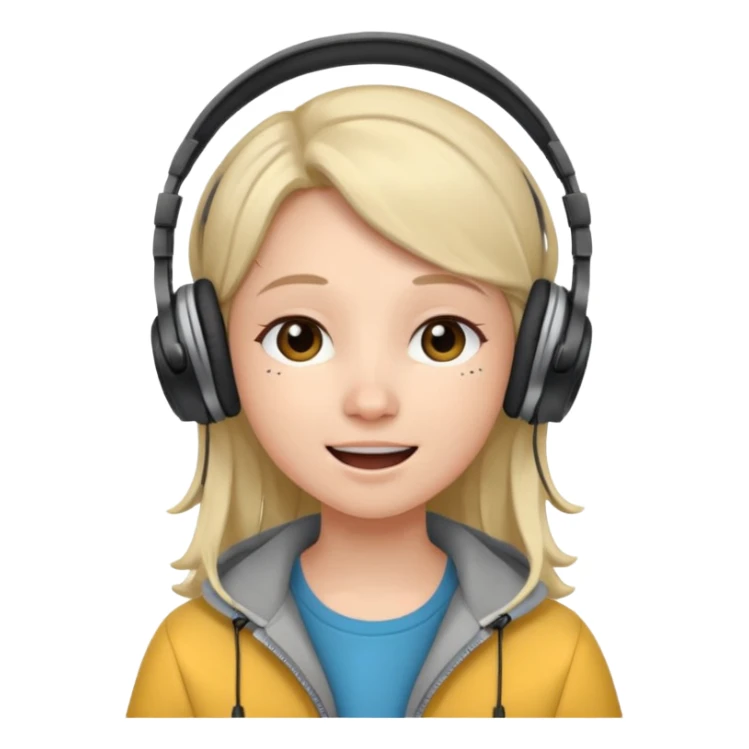 Gonemili Grace, micro qui chante avec casque au oreille sticker