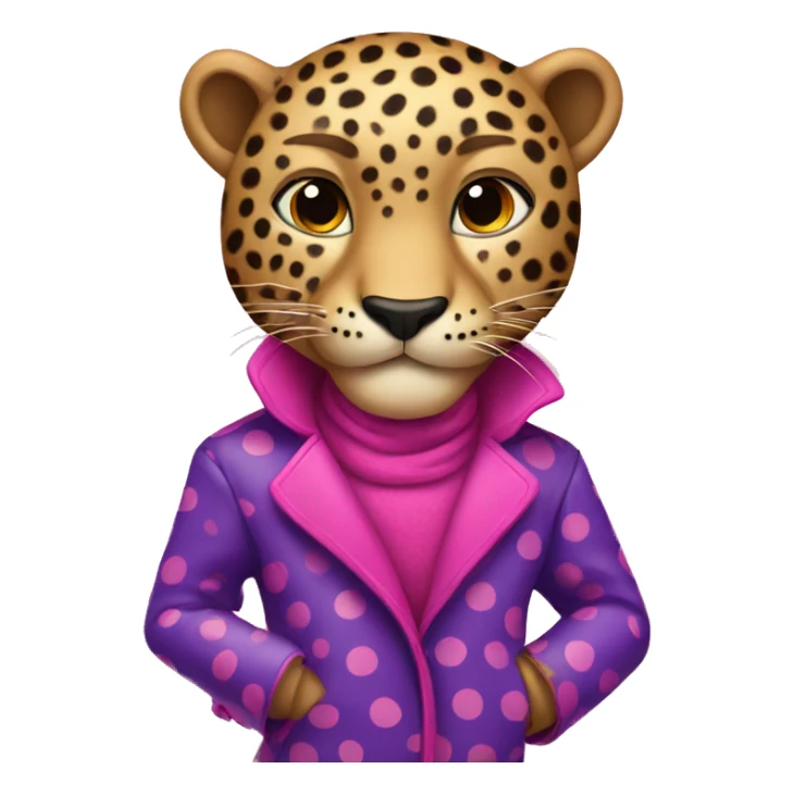 leopard with a bright purple coat and pink polka dots sticker