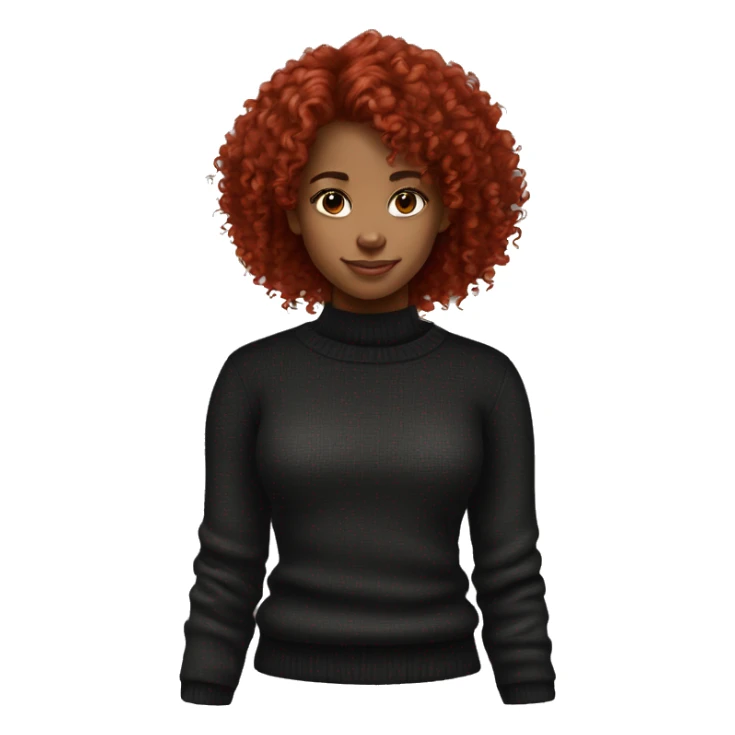 red girl hair curly with side bang in black sweater sticker