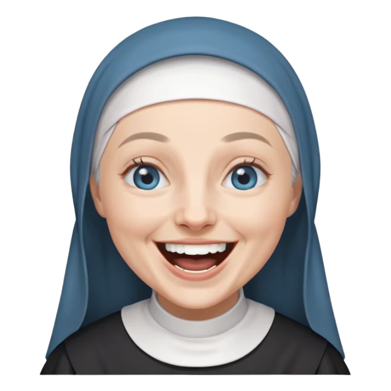 Nun with grey habit and blue eyes laughing  sticker
