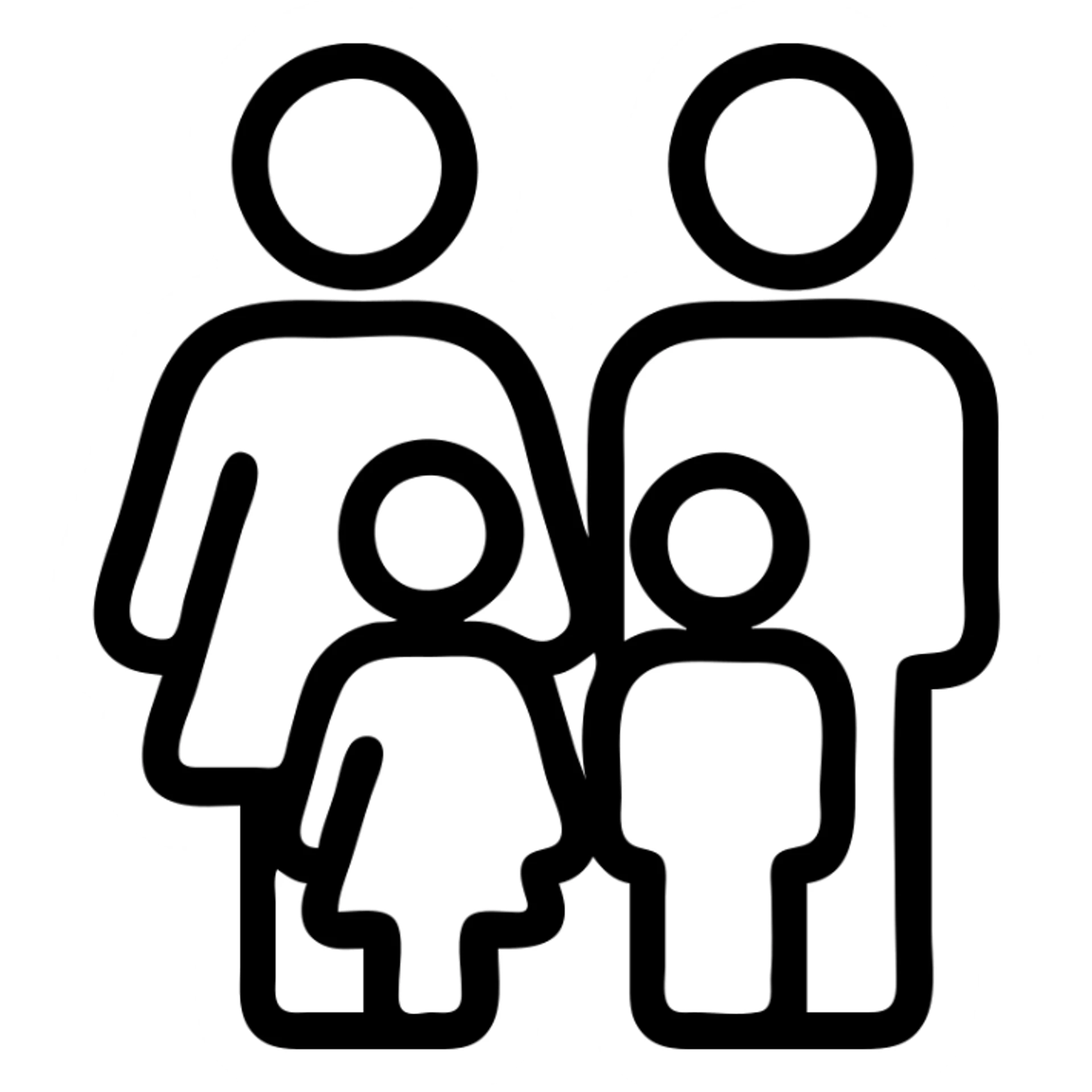 family icon, simple and clear, minimal lines, suitable for universal signage sticker