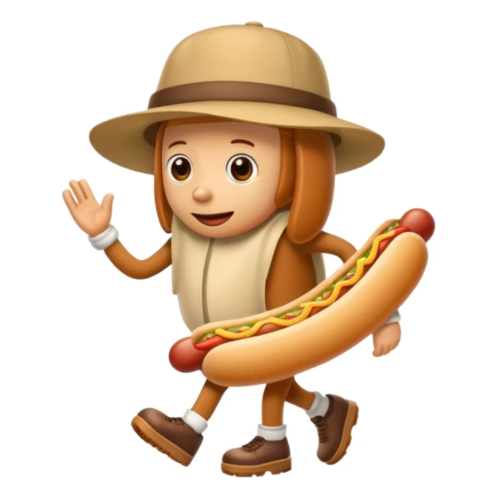 A hotdog with a hat and legs sticker