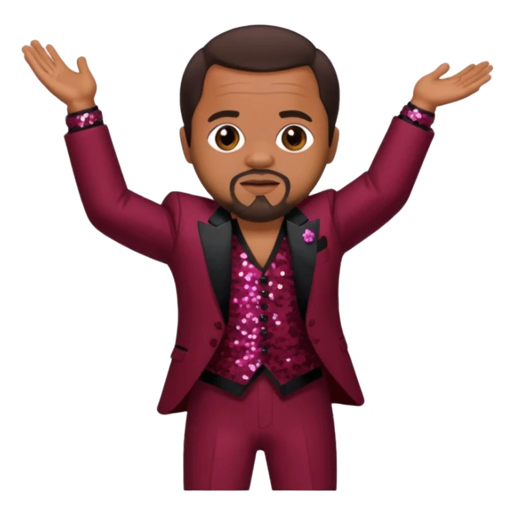 Berry Gordy with dark brown hair, maroon sequin outfit  sticker