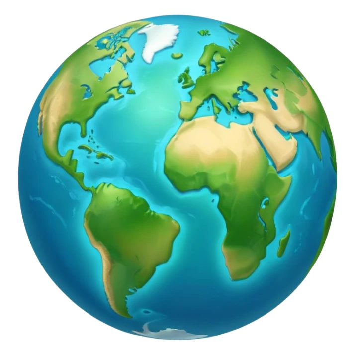 Earth globe with green continents forming a stylized artistic number 812, blue oceans, iOS emoji style, similar to previous design sticker