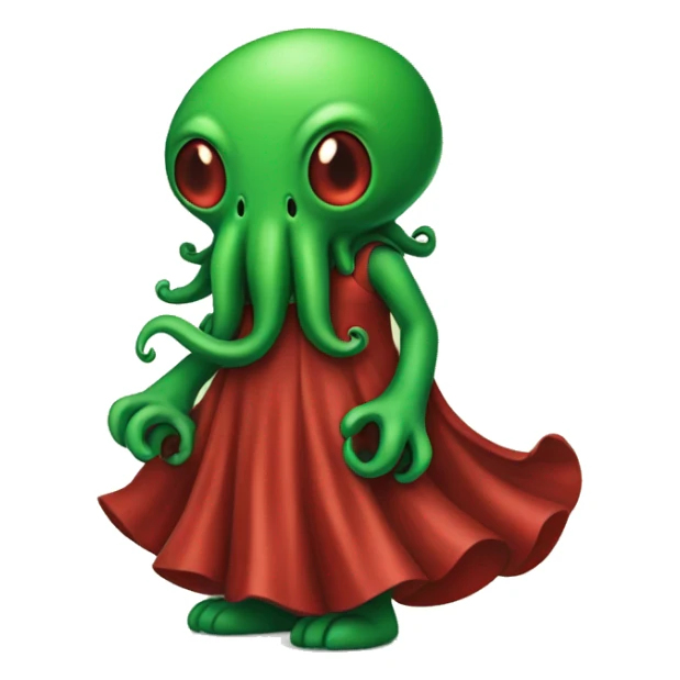 green Cthulhu  wearing red dress sticker