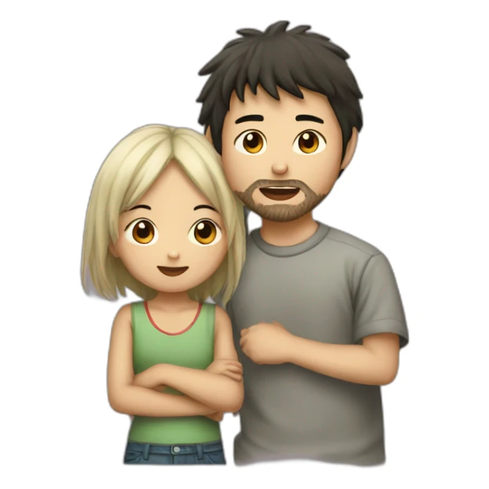 scruffy-boy-and-asian-gilr-kissing sticker