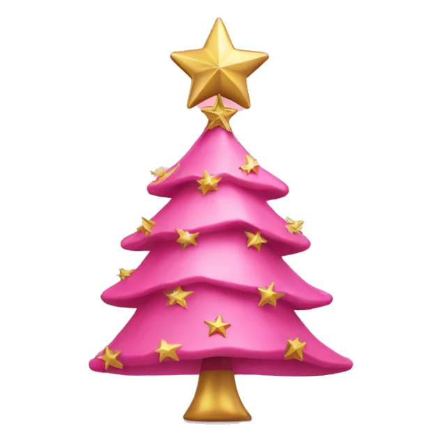 pink christmas tree with a gold star on too sticker