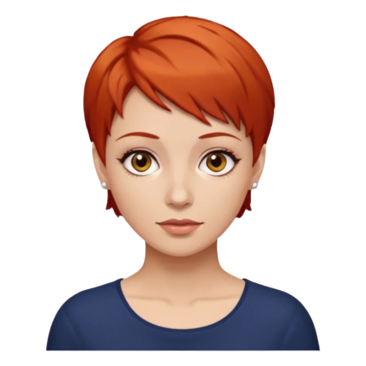women with very short red hair with brown eyes sticker