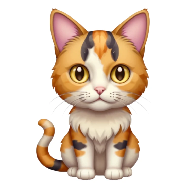 full body anxious looking colourful light calico tabby cat with hazel eyes and very patchy calico fur sticker