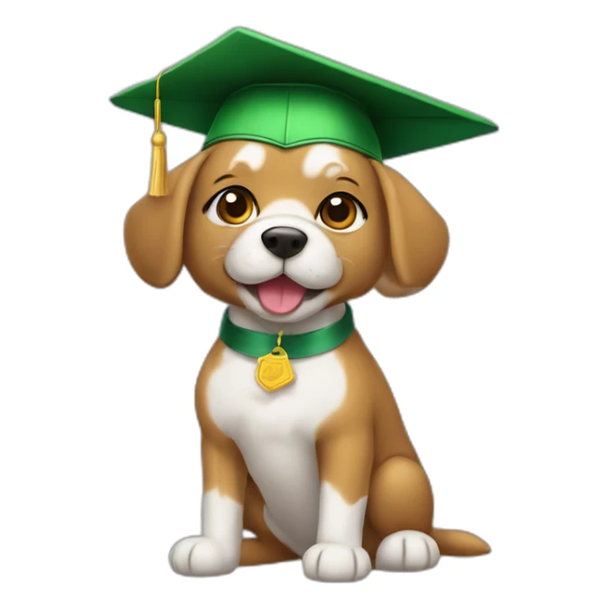 perrito con gorro de graduación verde sticker