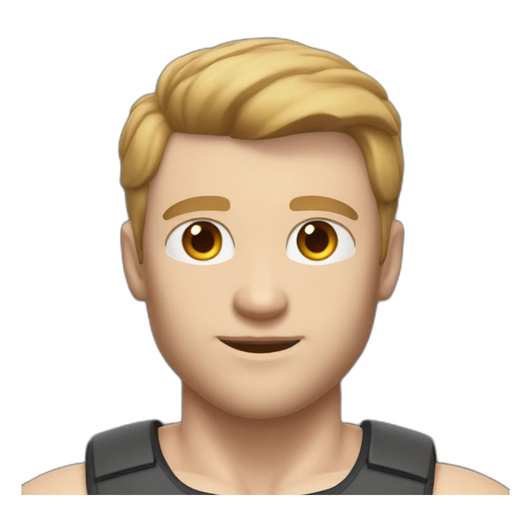 Full height Pale skinned muscular man With Realistic eyes and mouth, light brown hair and stubble In dark gray sleeveless mike, black oversize sports shorts, watch and white sneakers. sticker