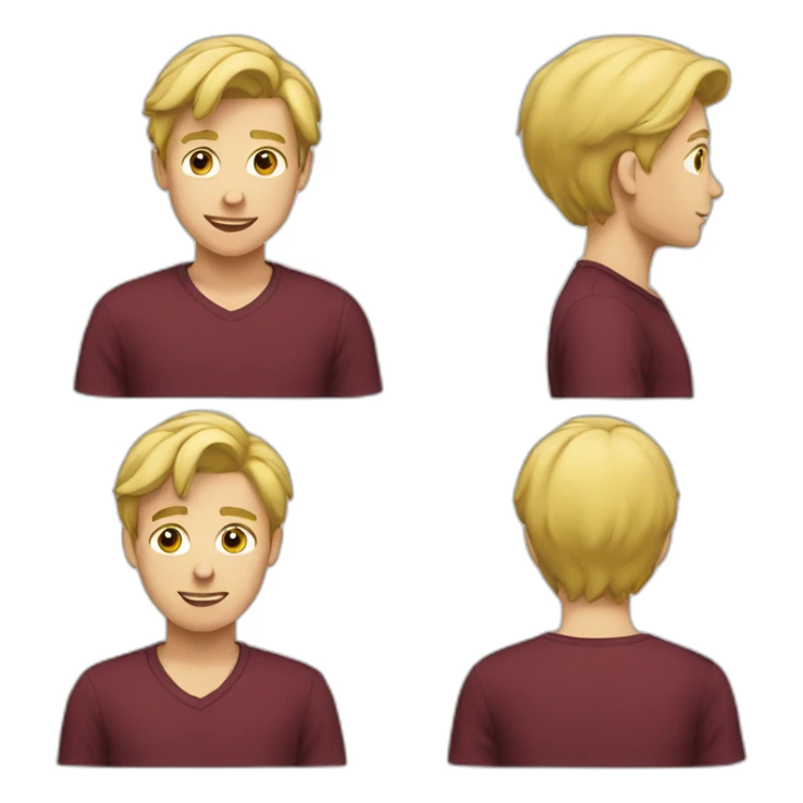 blond teenage boy with maroon shirt sticker