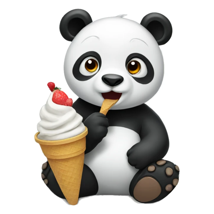 Panda eating ice cream sticker
