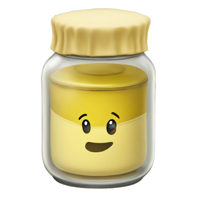 yellow tea filled glass jar with cloth lid sticker