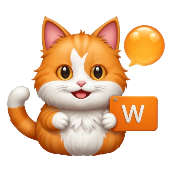 make me a cartoon cat, with some kind of sign or something with the text ‘W Bubble’ on it sticker