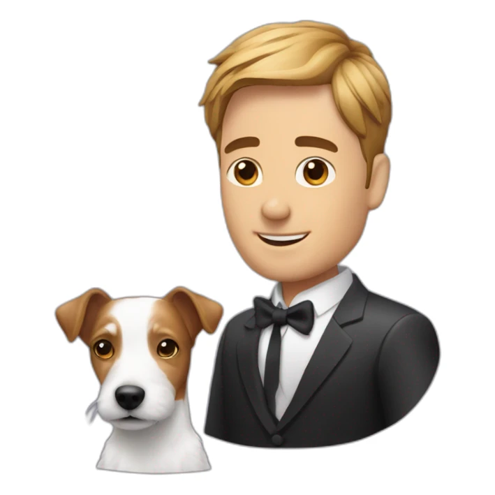 Modern hairdo man with jack russell terrier dog sticker