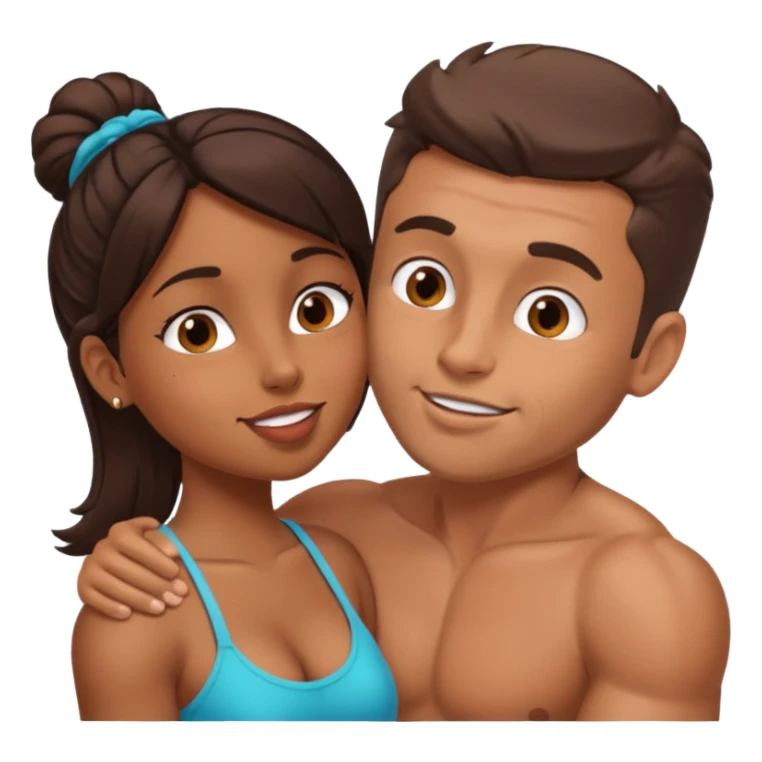 White buff man Kissing brown girl sticker