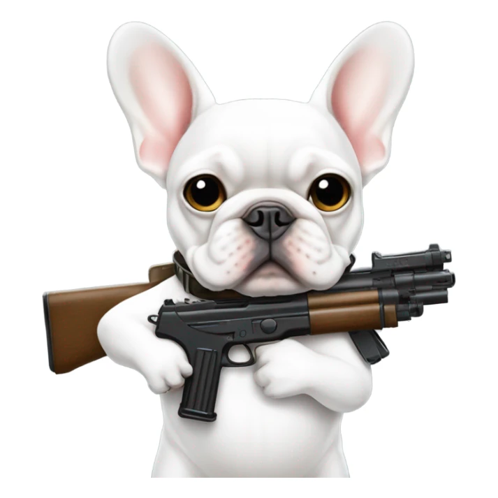 white french bulldog with gun sticker