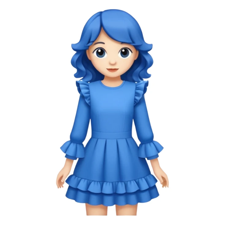 lon sleeve blue dress with ruffles sticker
