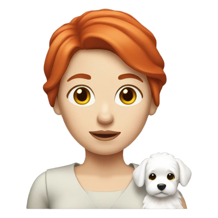 woman with short red hair holding a coton sticker