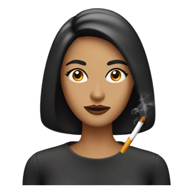 woman with long lashes and a side part bob smoking a cigarette  sticker