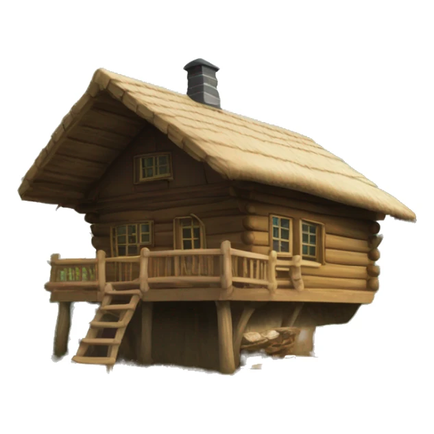 Hütte im wald mit terasse und avt schriftzug sticker