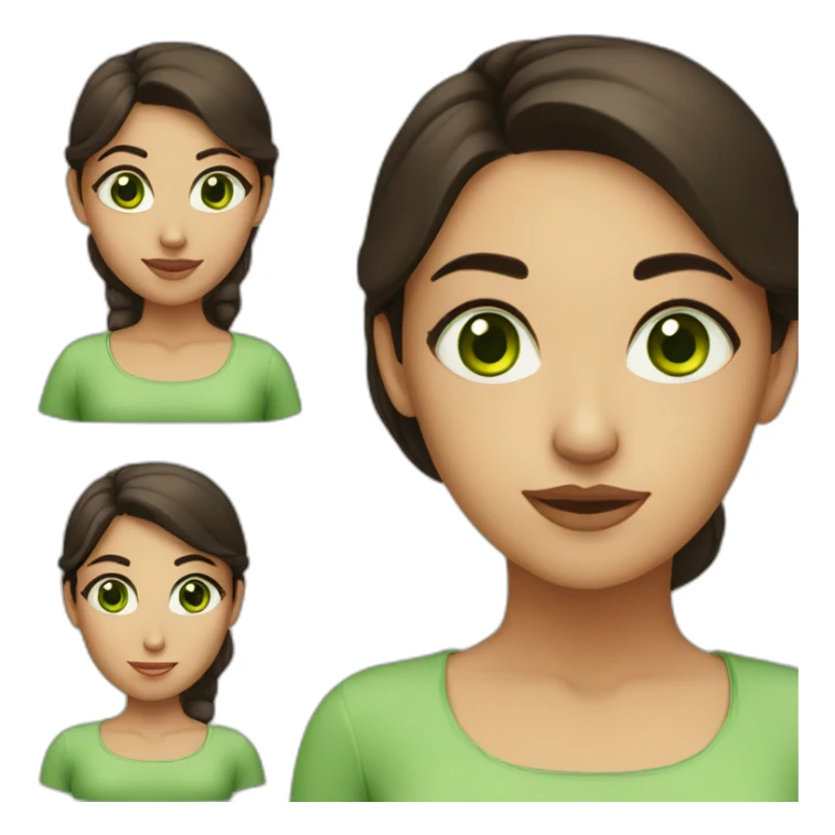 Turkish girl with dark brown hair, small head with green eyes sticker