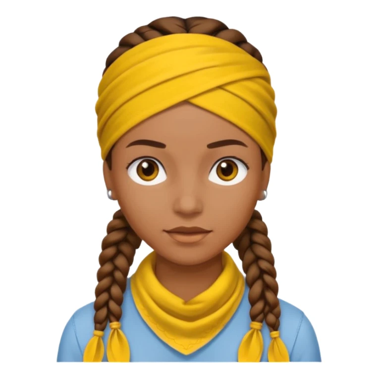 woman with brown braids and a yellow bandana sticker