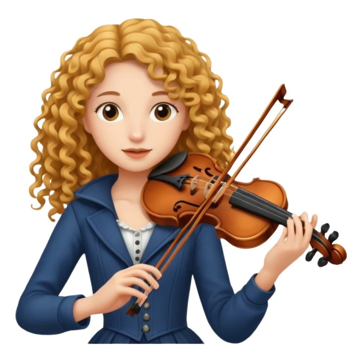 girl with curly very long hair playing violin sticker