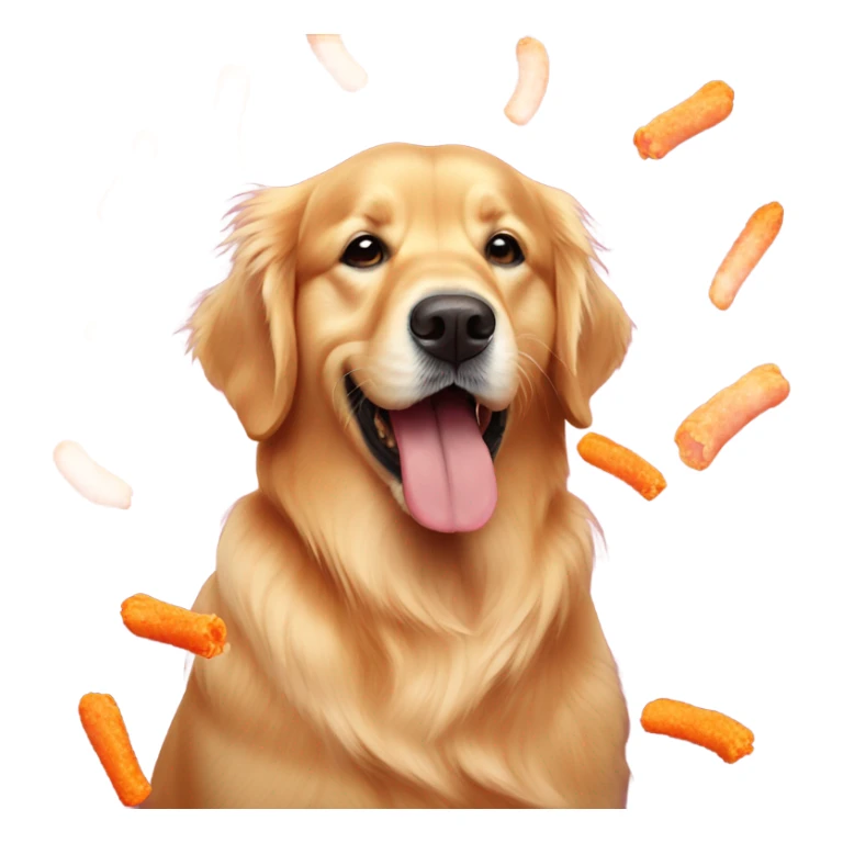 Golden retriever eating hot Cheetos sticker