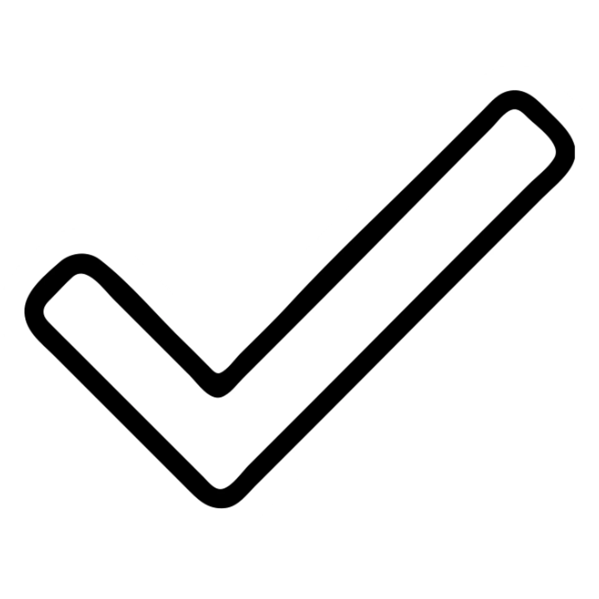 simple and clear check mark, black outline, no color, no fill, suitable for printing sticker