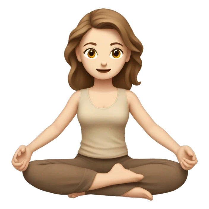 White Girl with brown hair doing padmasana in beige tones  sticker
