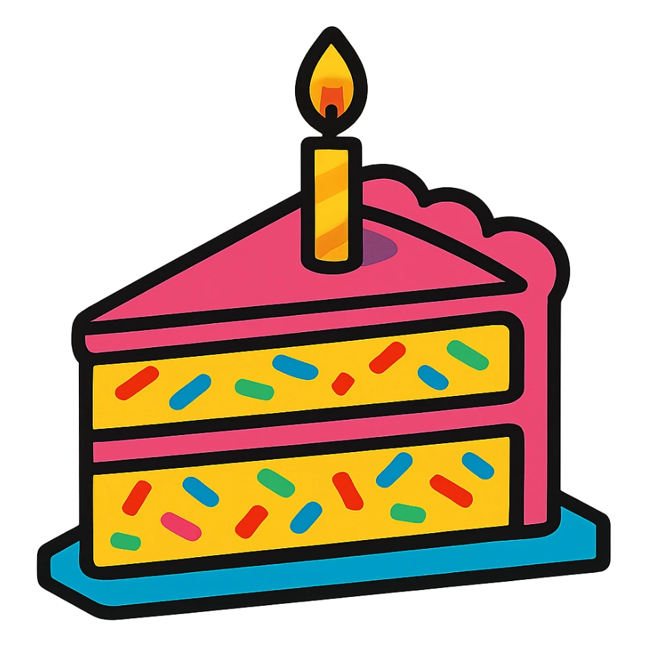 slice of funfetti birthday cake sticker