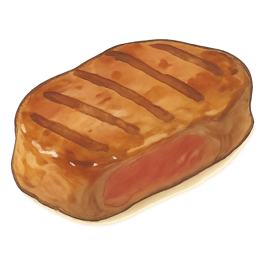 steak in ghibli style, soft colors, no background sticker