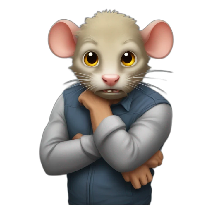 angry rat on top of a man sticker