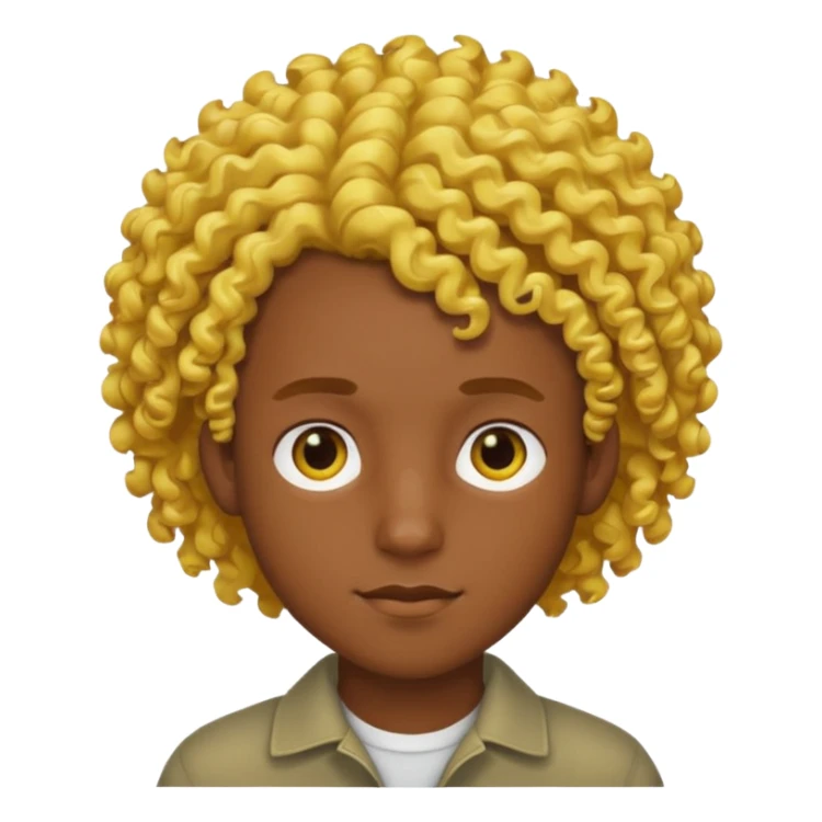 Young, male, dark skin, yellow curly hair sticker
