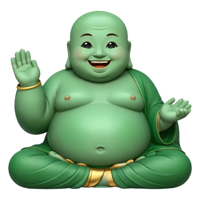A fat meditating buddha statue jade figure laughing and smiling sticker