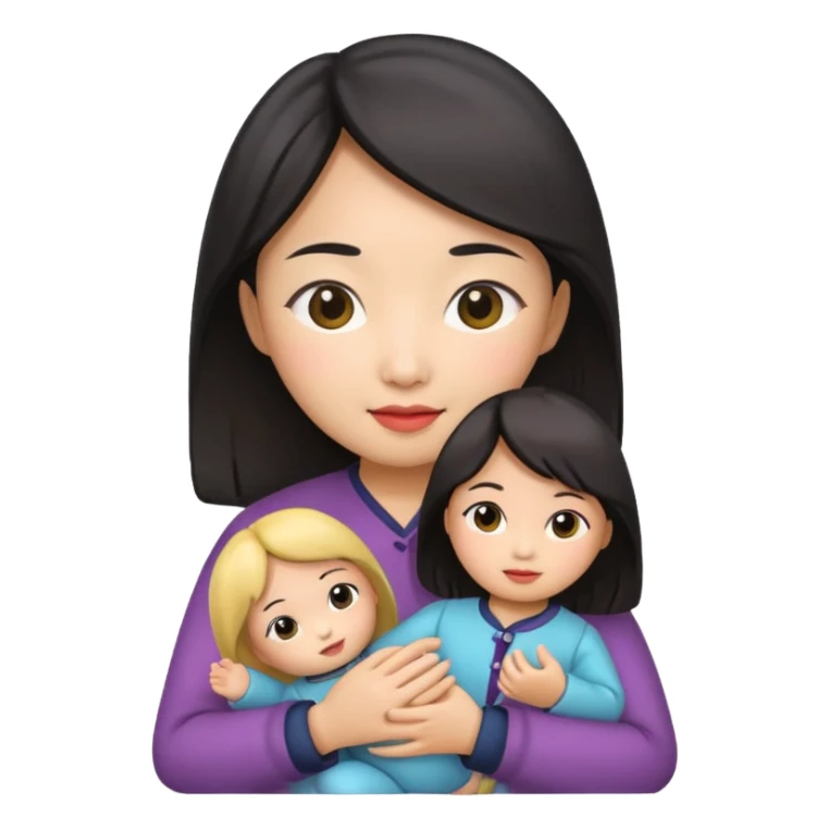 asian woman holding  doll sticker