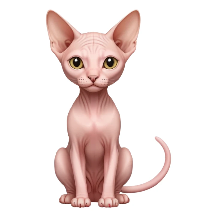 pink sphynx hairless cat full body sitting sticker