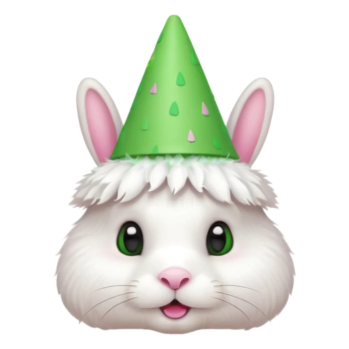 Rabbit in Green Party Hat – white bunny with cone party hat  sticker