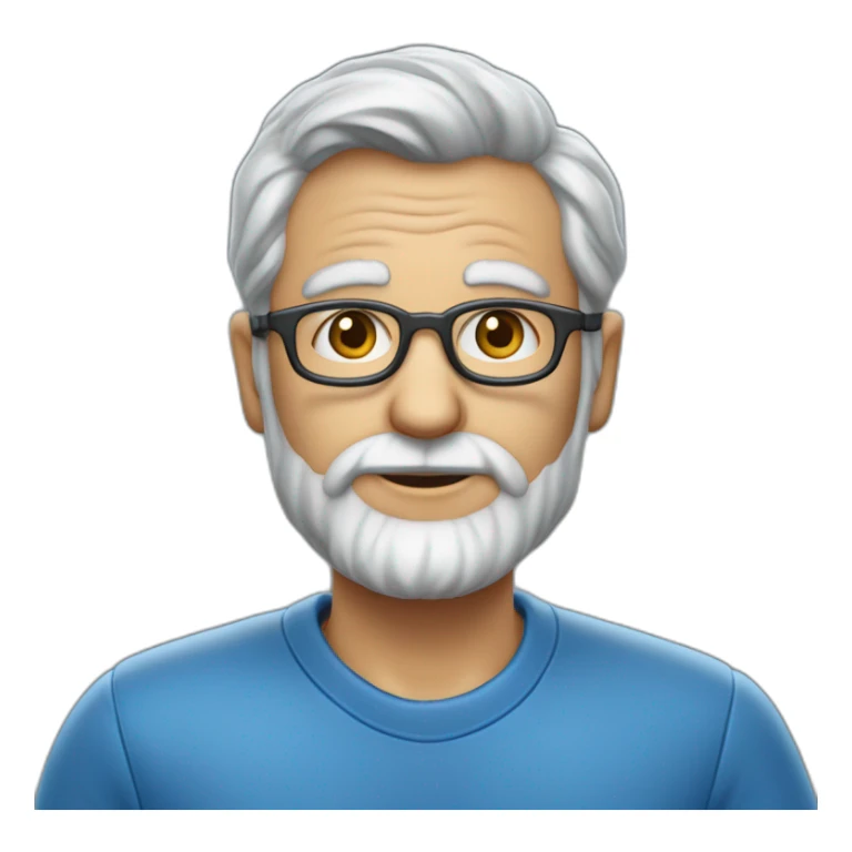 cientifico de datos profesor de 50 años sin barba, casi calvo y cabello gris, en camiseta azul oscura sticker