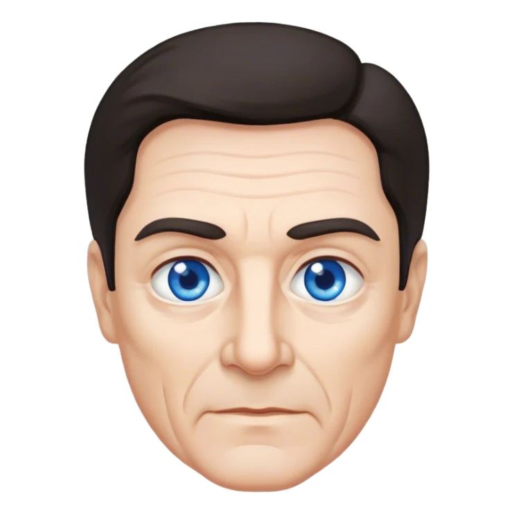 male 60 dark hair blue eyes eye bags  sticker