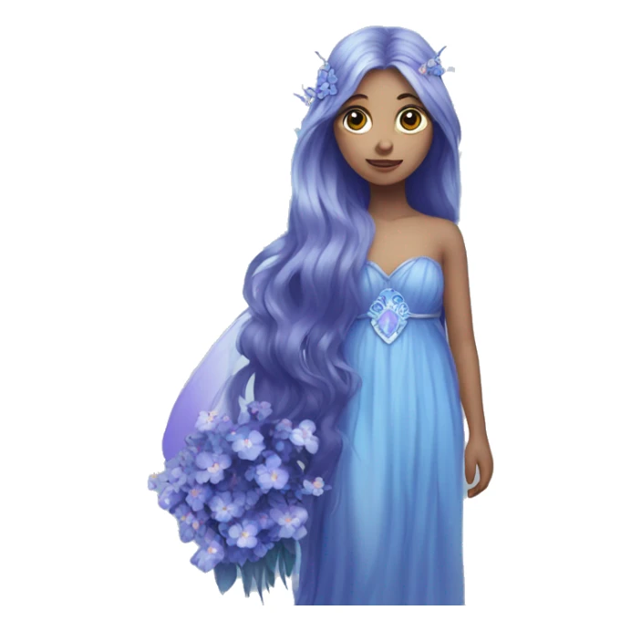 Beautiful, blue flower, fairy, blue, silver, purple, long hair, big wings sticker