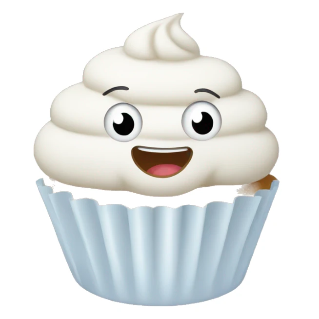 White cupcake with a happy face sticker